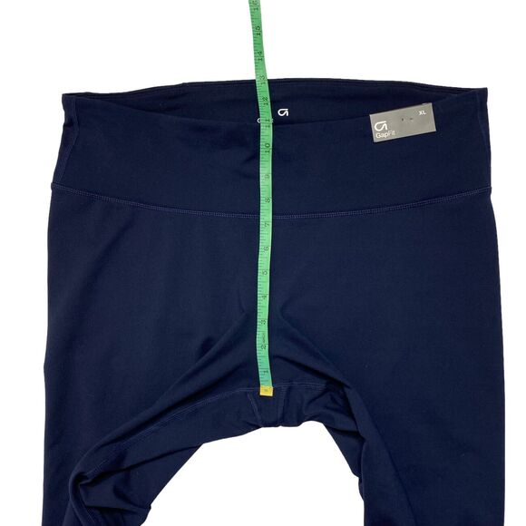 GAP FIT *NEW* GFast Navy Blue Crop Performance Knit Multi Stripe Legging Sz XL - Picture 7 of 8